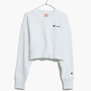CHAMPION REVERSE WEAVE CROPPED WHITE SWEATSHIRT SIZE SMALL